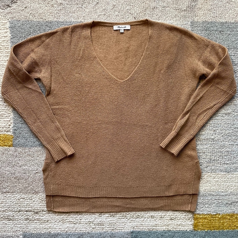 UNTIL 6/20! Madewell Ribbed V-Neck Sweater Camel